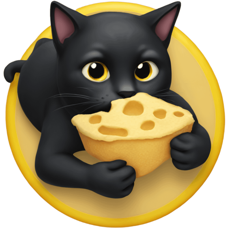 Black cat eating  emoji