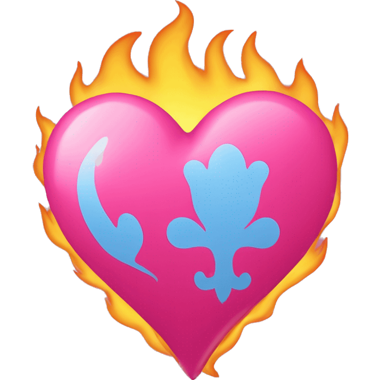 Un cœur de la couleur rose avec des flammes  emoji