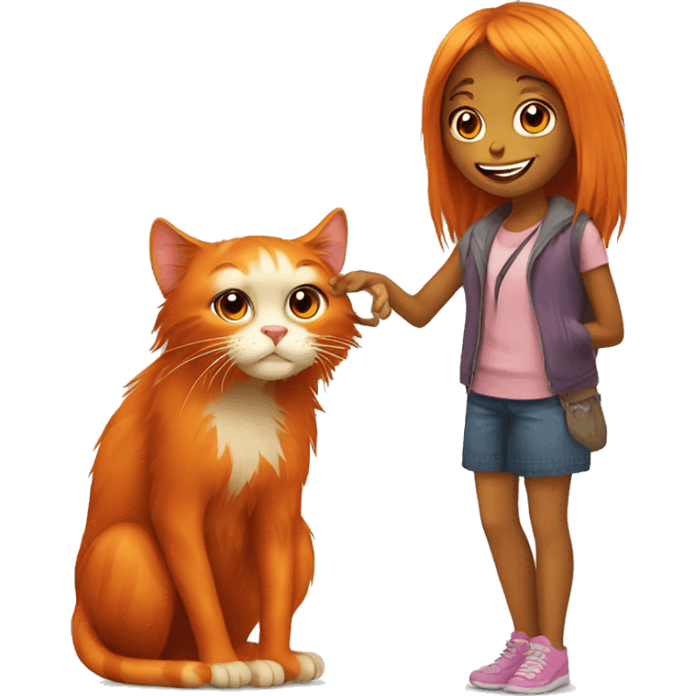 orang cat with girl emoji