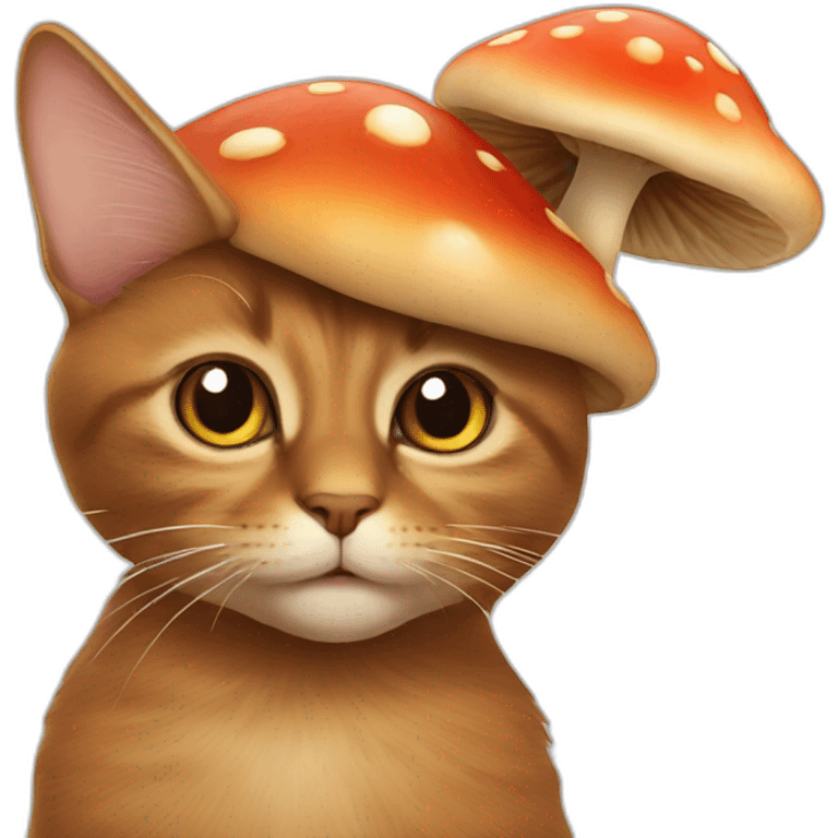 brown cat with a mushroom on its head emoji