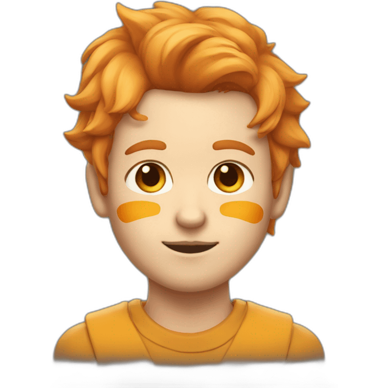 guy with fox ears two triangle markings on the cheeks eyes yellow and ginger hair emoji