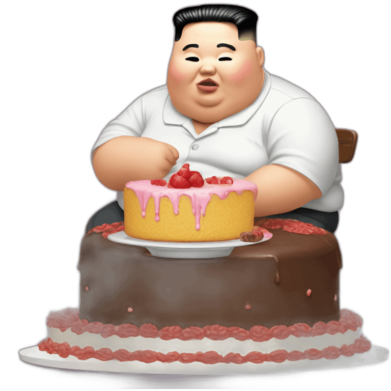 Kim jung un morbidly obese eating cake emoji