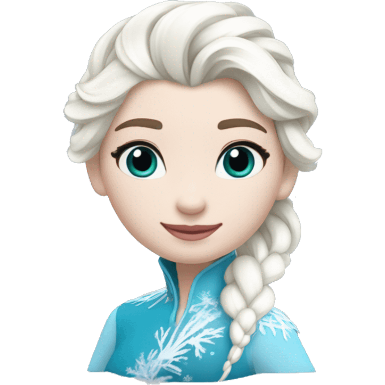 un pato con cuerpo azul, cabeza blanca y trenza con cabello blanco como Elsa de frozen emoji