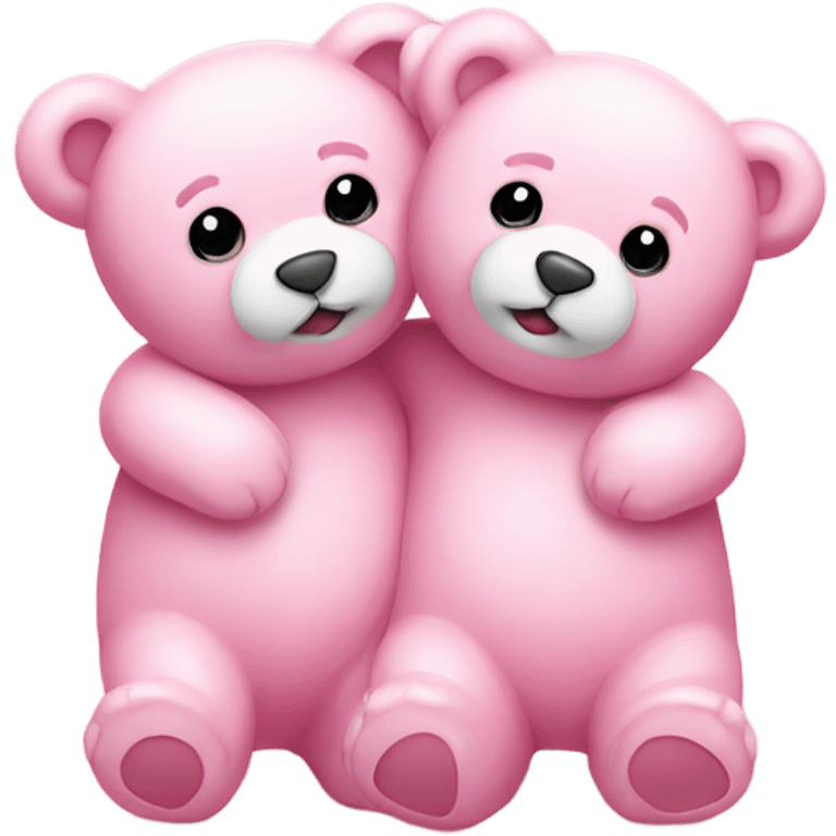 pink pastel two teddy bears hugging emoji