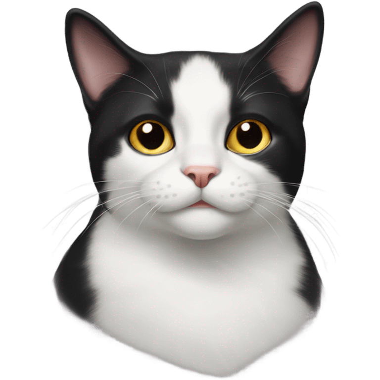 Tuxedo cat with two dots on upper lip emoji