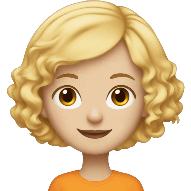 Short blonde hair girl with orange cat emoji