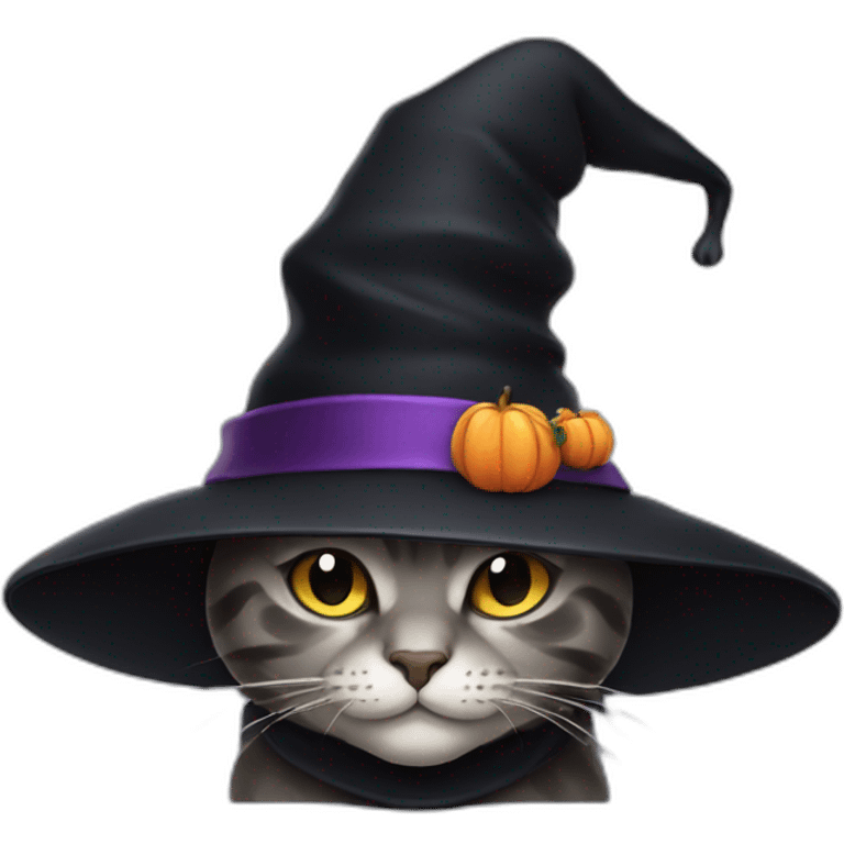 Witch cat black hat emoji