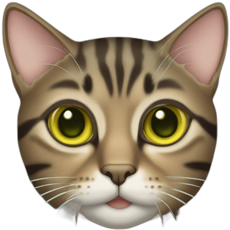 brown mackerel tabby cat with greenish yellow eyes emoji