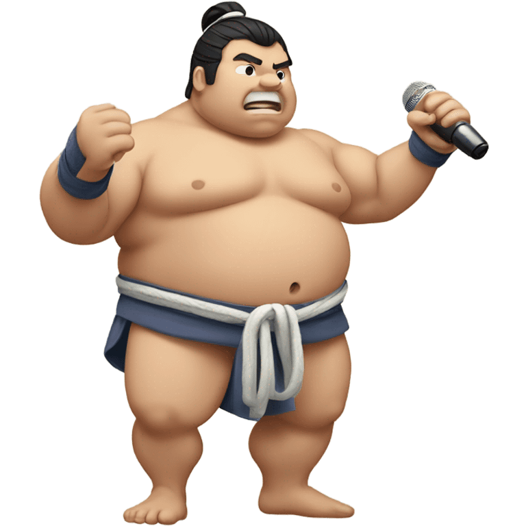 Sumo wrestler singer microphone  emoji