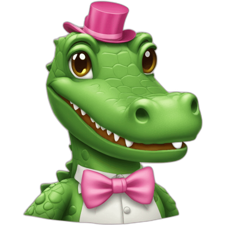 girlie-crocodile-with-a-pink-bow-tie-on-the-head emoji