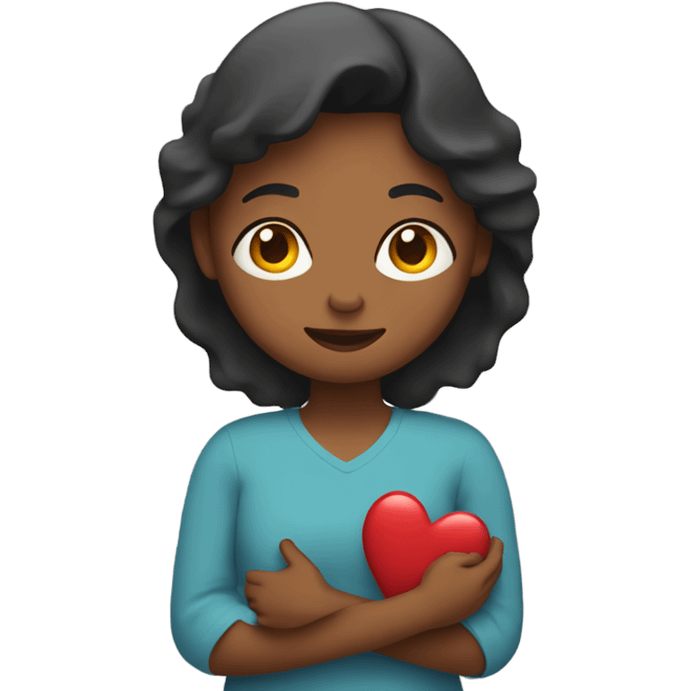 Mother holds her heart in her arm emoji