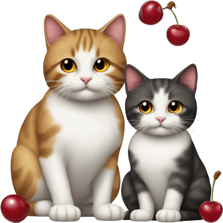 two cat and cherry emoji