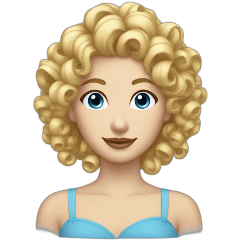 blonde curly hair up in chignon ringlets blue eyes emoji