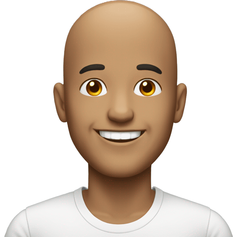 bald male with bright grin emoji