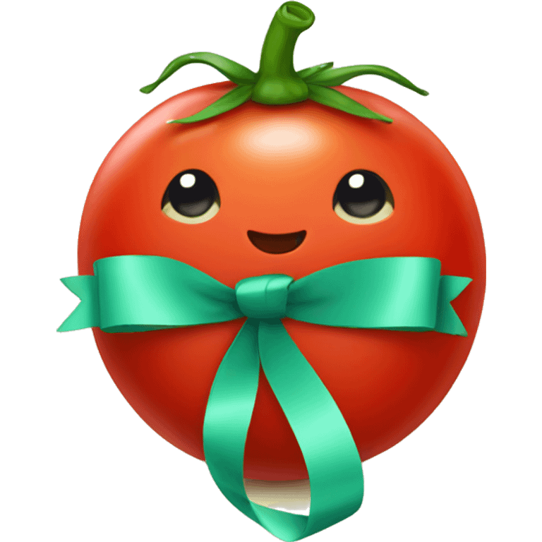 cute tomato with ribbon emoji