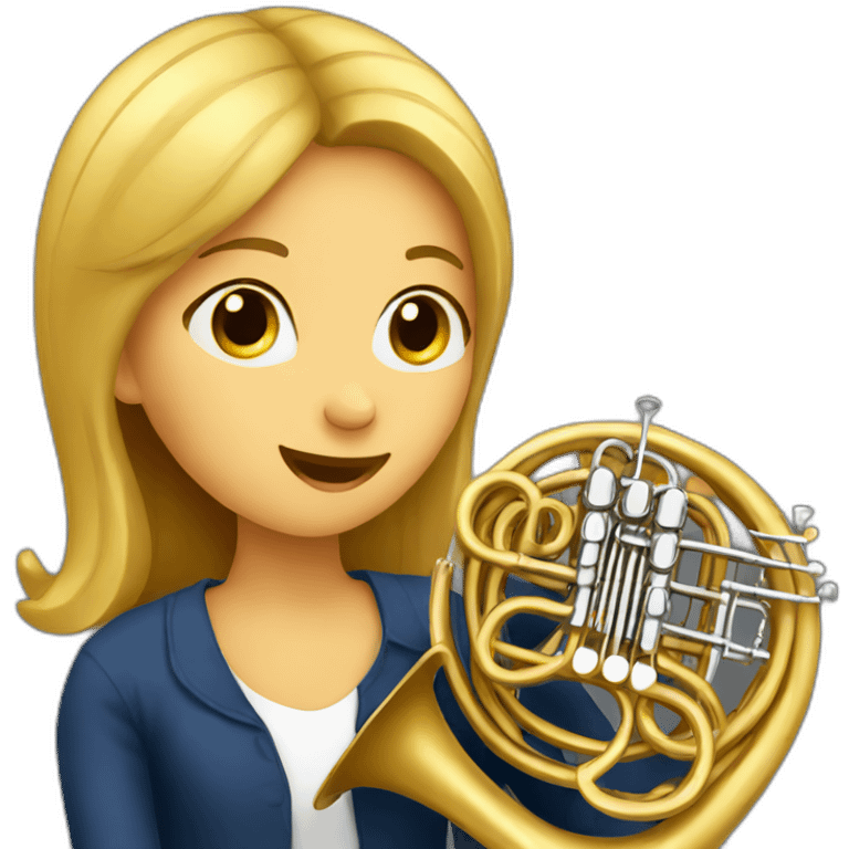 Girl playing a French horn emoji