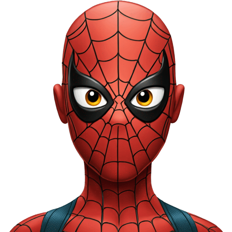 Spiderman head mostly black with lines of red an no hair iron spider emoji