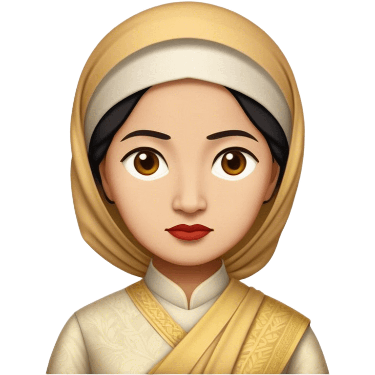 Cinematic Realistic Raden Ajeng Kartini Portrait Emoji, depicted as an inspiring Indonesian feminist icon in period attire with a thoughtful determined gaze, rendered with lifelike textures and warm empowering lighting that captures her pioneering spirit. emoji