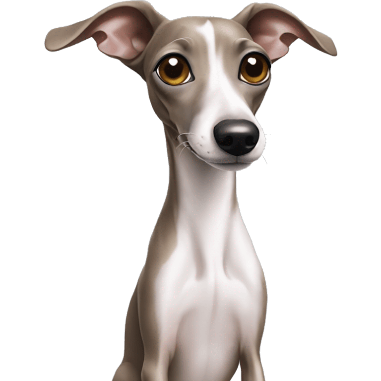 An italian greyhound waving a paw emoji