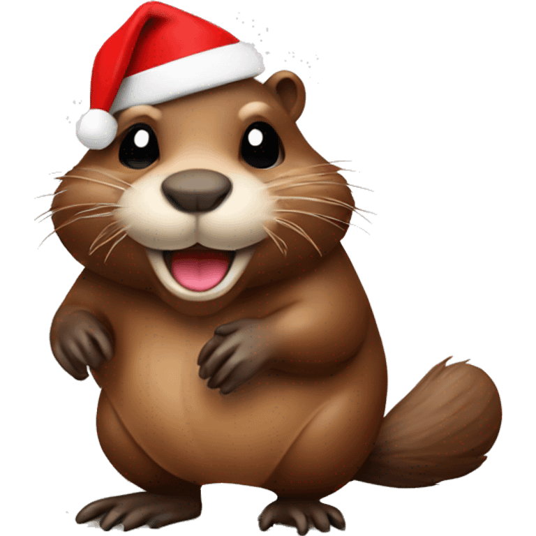 Beaver with santas hat emoji