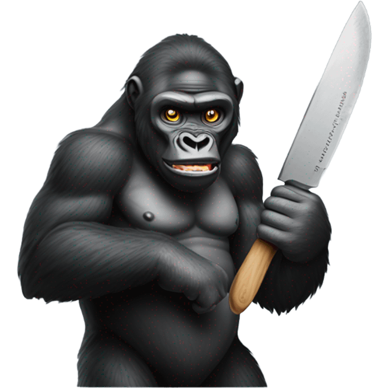 crazy gorilla with big knife emoji