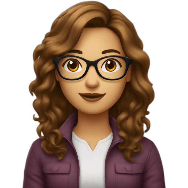 Fille a lunettes cheveux bruns au carré emoji