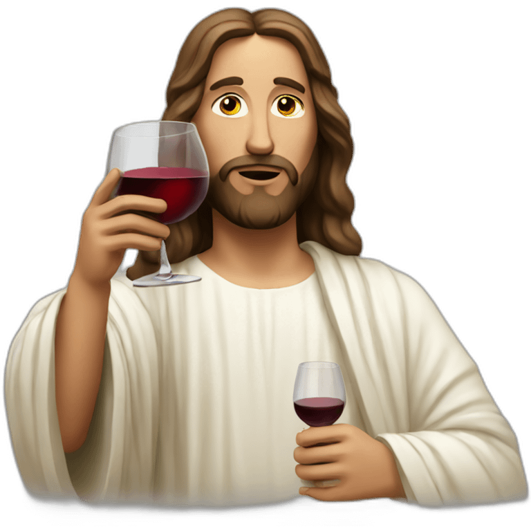 White Jesus drinks red wine emoji