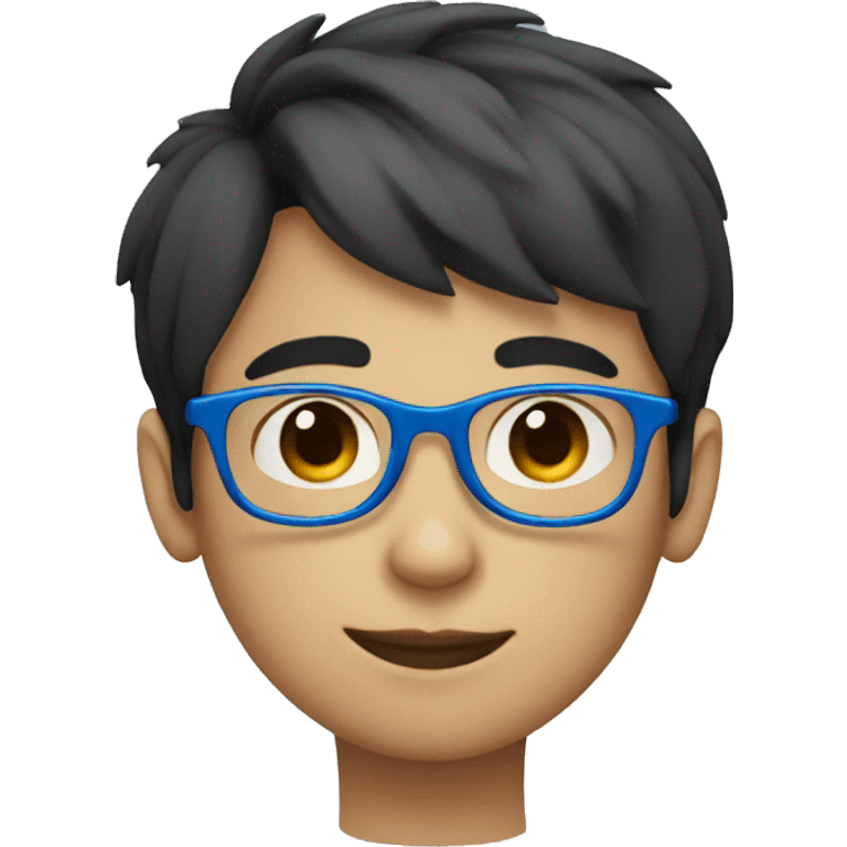 boy with blue round glasses short dark hair emoji