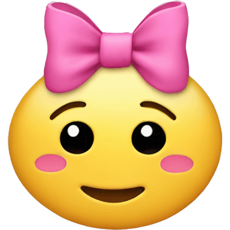 shy smiley face with a pink bow emoji