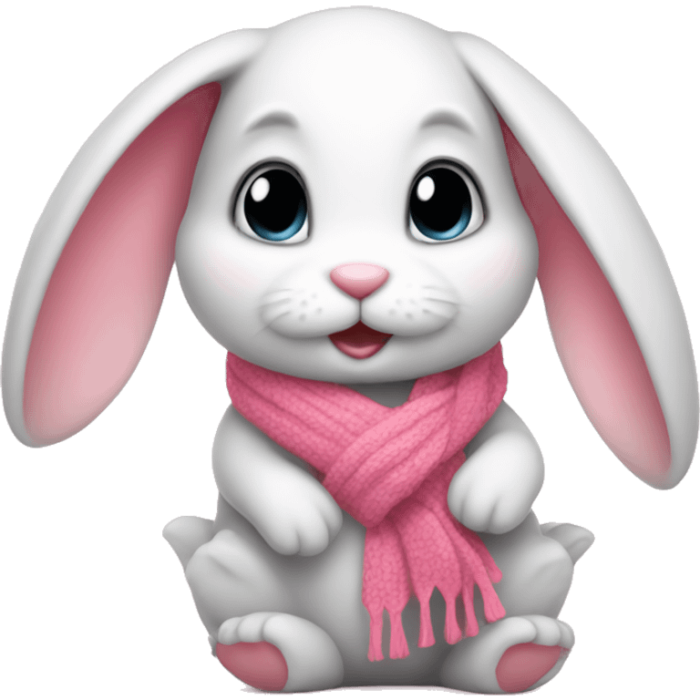 cute bunny with a pinky scarf emoji