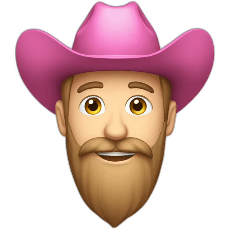 Caucasian guy with a full beard and a pink cowboy hat greeting someone and tipping their hat emoji