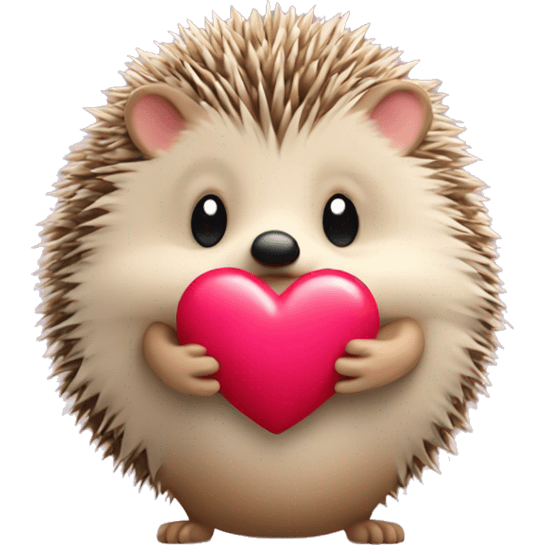 Hedgehog with a pink bow and holding a red heart emoji