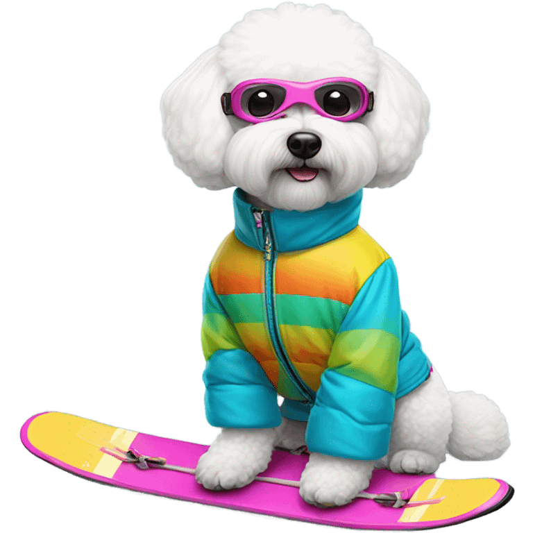 bichon havanais on skis  emoji