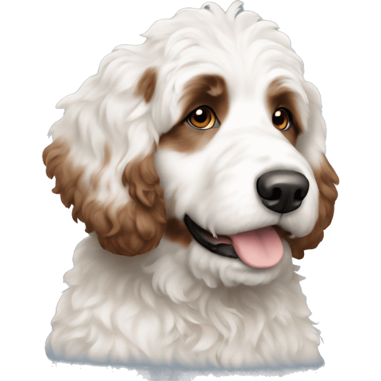 white bernedoodle with brown spots  emoji