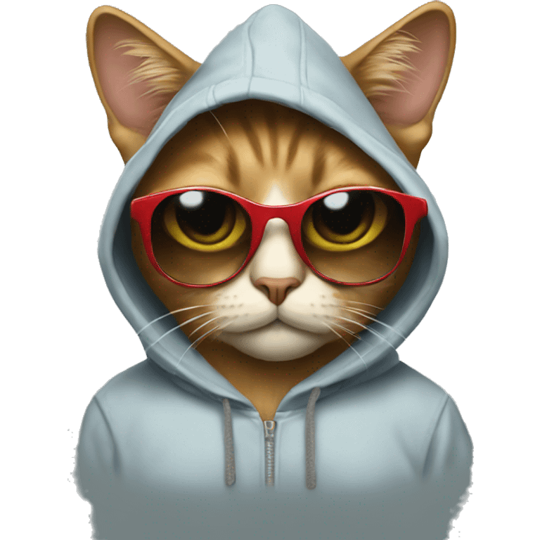 cat wearing sunglasses and a hoodie emoji