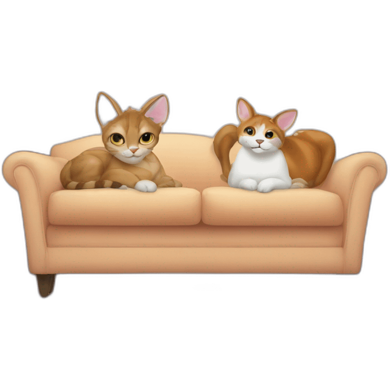 A cat and a deer under the sofa emoji