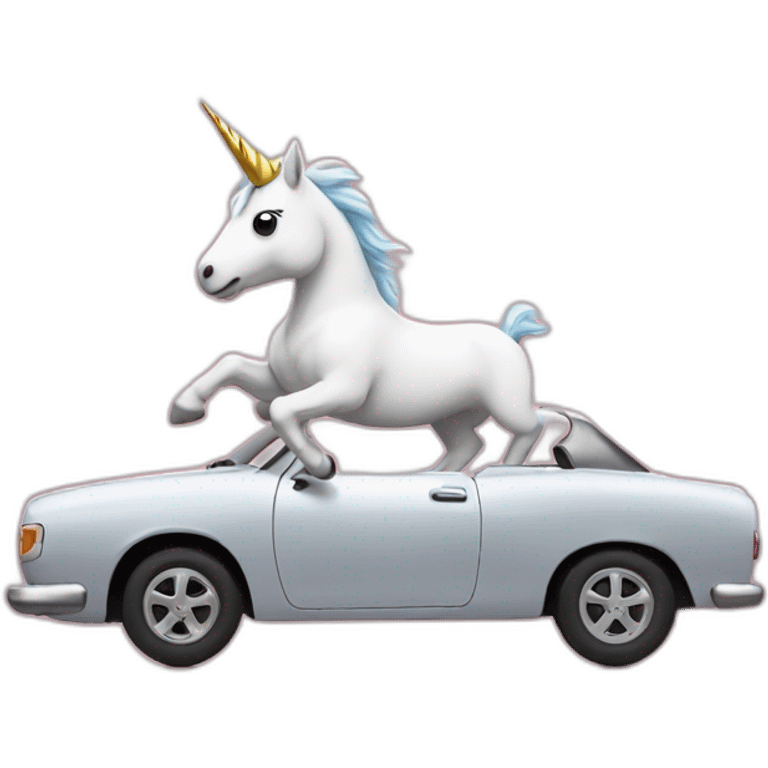 Unicorn dancing in a car emoji