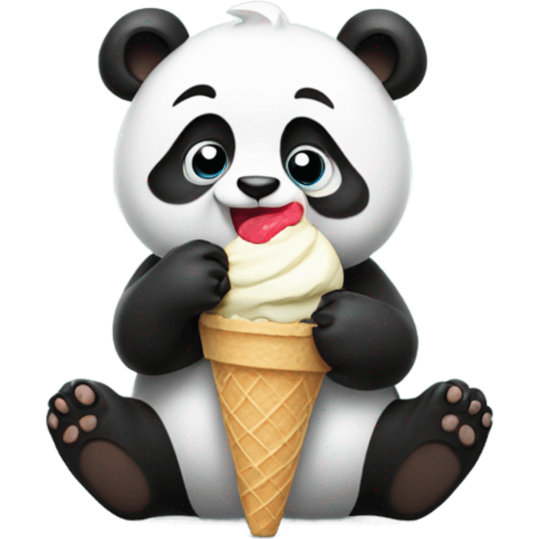 Panda eating ice cream emoji