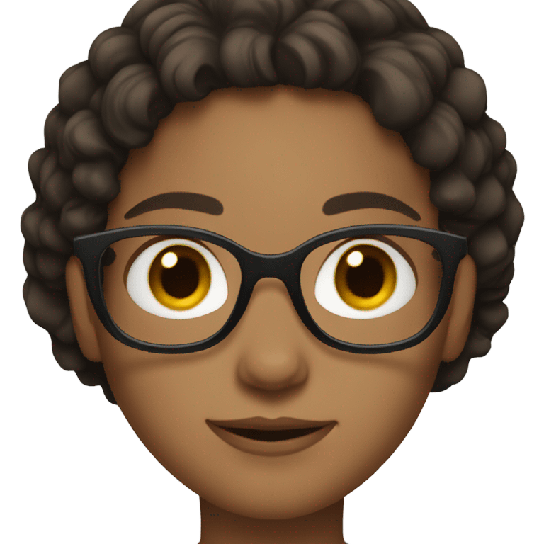 a girl with short dark brown hair and brown eyes and glasses emoji