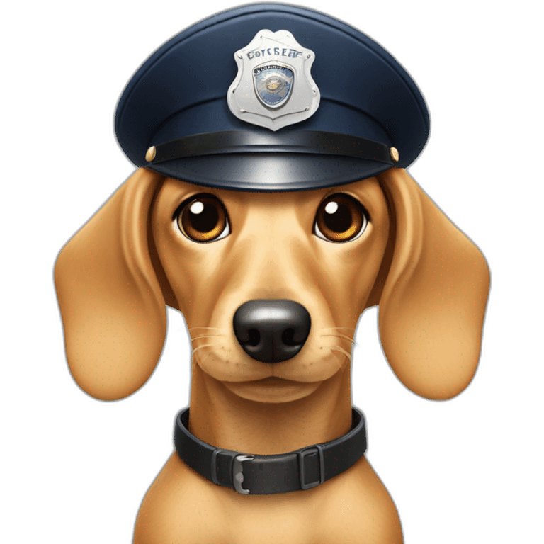 Cream Dachshund with police hat emoji