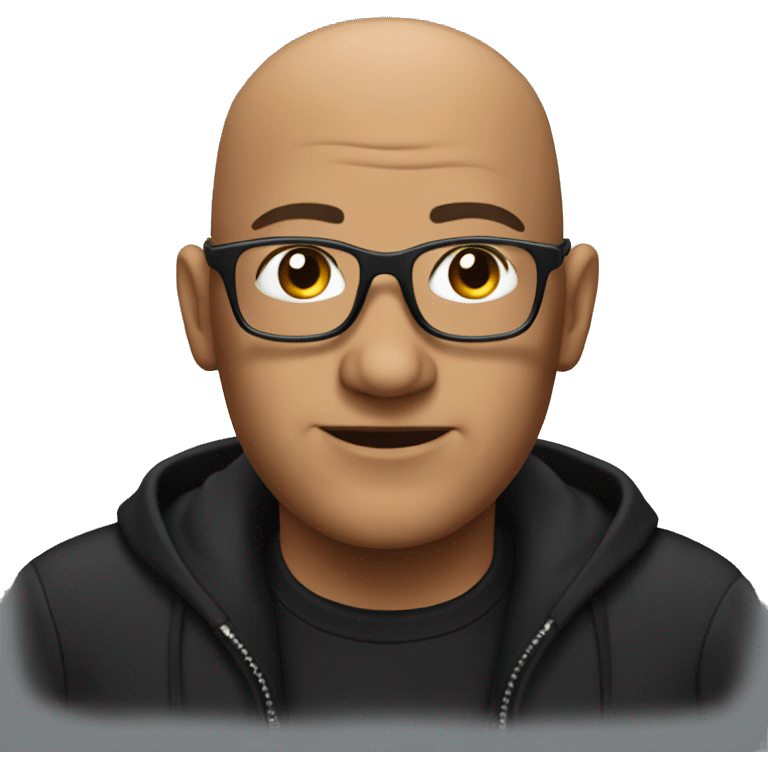 bald man with glasses in black shirt emoji