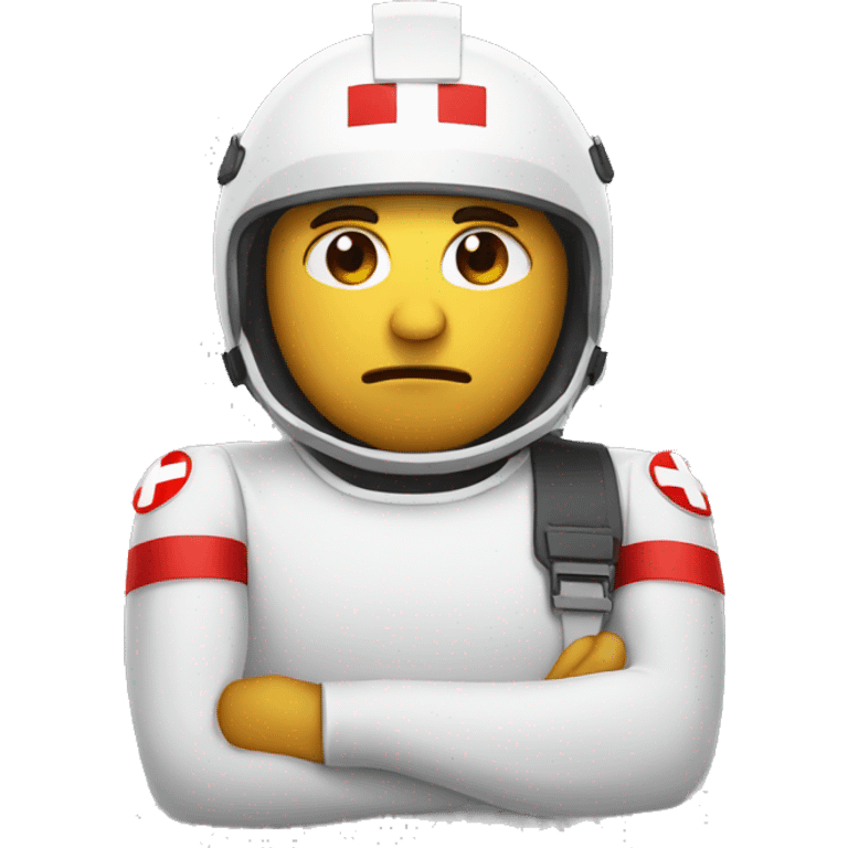 Sad Guy with Red Cross helmet emoji