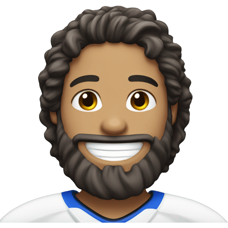 Smiling ice hockey player with beard emoji