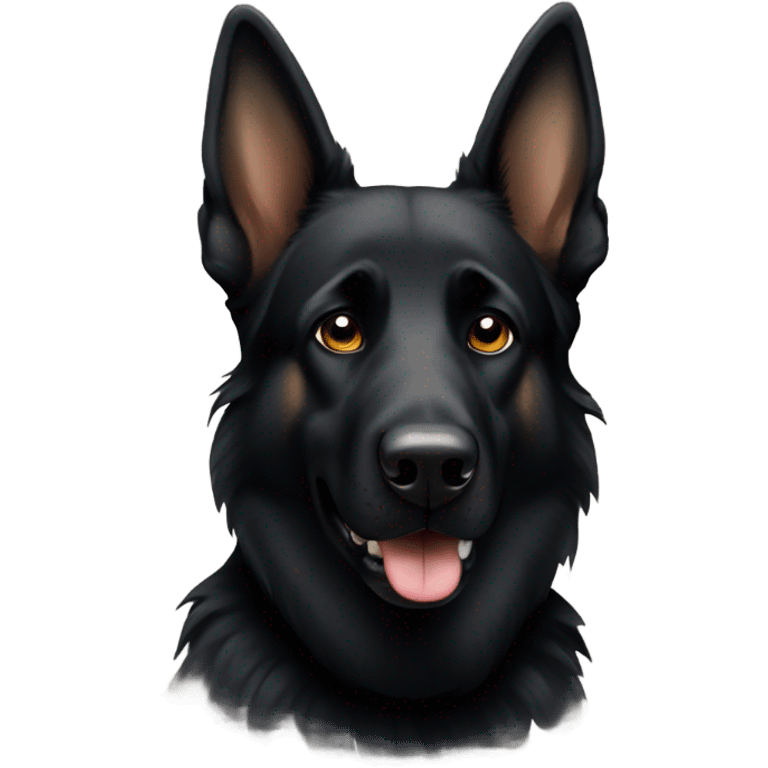 Dark German shepherd tilting head emoji