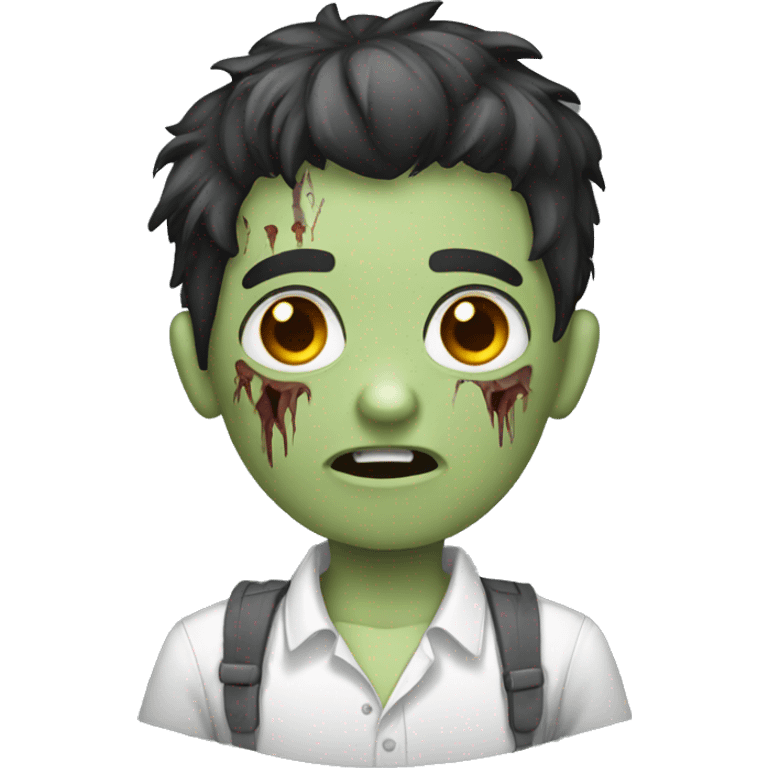 boy zombie with dark hair and white shirt emoji