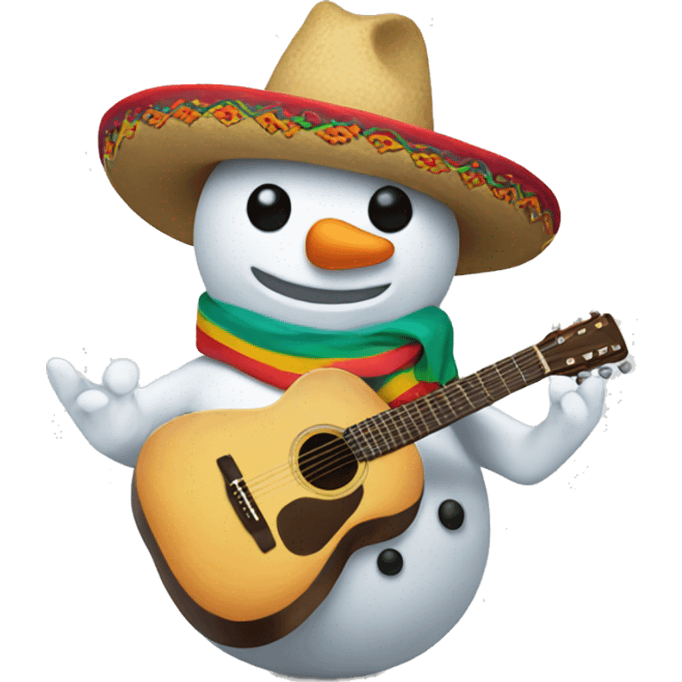 snowman wearing a sombrero holding a guitar emoji