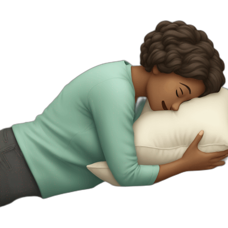 a woman huming a pillow emoji