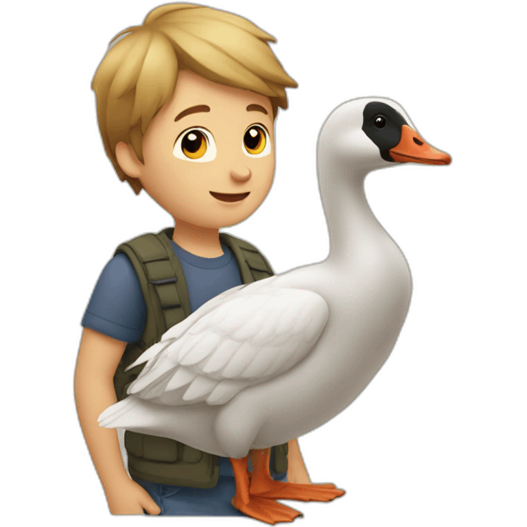 goose and young boy emoji