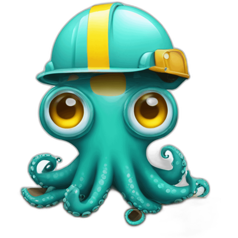 octopus avec casque de chantier emoji