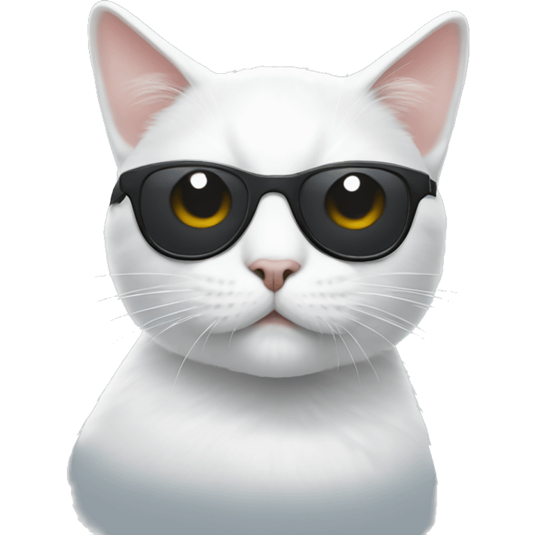 white cat with black spots on him wearing sunglasses  emoji